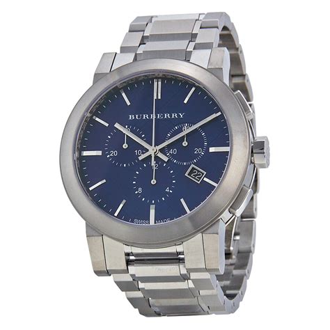 burberry men's the city watch-blue stainless steel|Burberry BU9363 Men's The City Chronograph Bracelet Strap .